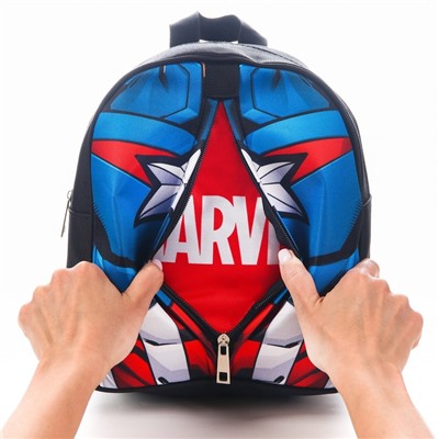 Рюкзак детский на молнии, 23 см х 10 см х 27 см "Капитан Америка", Мстители