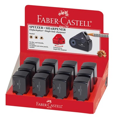 Точилка пластиковая Faber-Castell "Sleeve Mini" 1 отверстие, контейнер, черная
