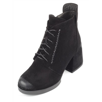 R179-1 BLACK Ботинки зимние женские (натуральная замша, натуральный мех) размер 36