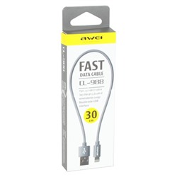 USB кабель для iPhone 5/6/6Plus/7/7Plus 8 pin 0.3 м AWEI CL-988 текстильный (графит)