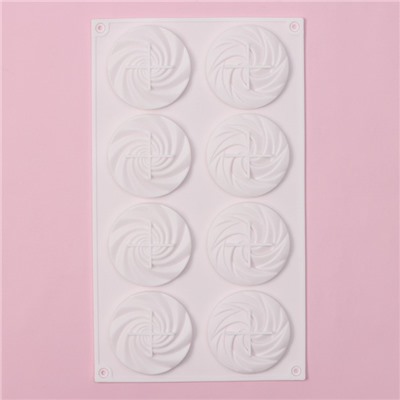 Форма для выпечки Доляна «Сладости.Завиток», 8 ячеек, 29,5×17×1,5 см, цвет белый
