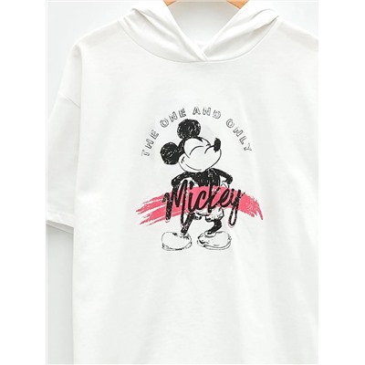 Kapüşonlu Mickey Mouse Baskılı Kısa Kollu Kız Çocuk Tişört, LCW Kids                                            
                                            Kapüşonlu Mickey Mouse Baskılı Kısa Kollu Kız Çocuk Tişört