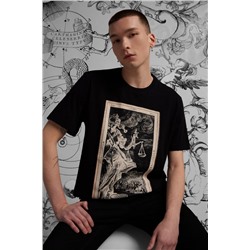 T-shirt bawełniany męski z kolekcji Zodiak - Waga kolor czarny