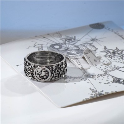 Кольцо «Солнце и полумесяц», цвет чернёное серебро, 18 размер