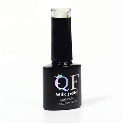 Гель лак для ногтей, «MILK POTAL», 3-х фазный, 8мл, LED/UV, цвет белый/серебристый (01)