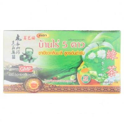 Baan Rai 5 Звёзд  Оригинальная формула Жасминовый зеленый чай 25 пакетиков