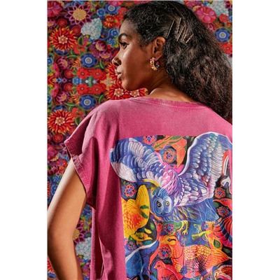 T-shirt bawełniany damski z kolekcji Jane Tattersfield x Medicine kolor różowy