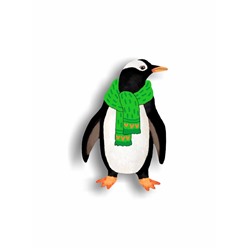 Пингвин в зеленом  шарфике - Брошь/ значок - 22