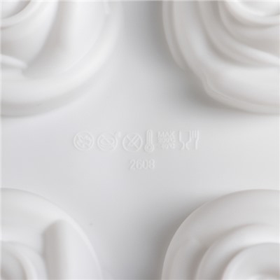Форма силиконовая для муссовых десертов и выпечки Доляна «Розы», 30×17,5×5 см, 6 ячеек, 6,5×6,8 см, цвет белый