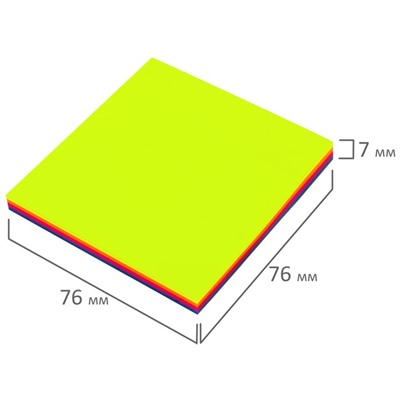 Блок с липким краем 76*76мм BRAUBERG 100л пластик, 4 цвета 115208