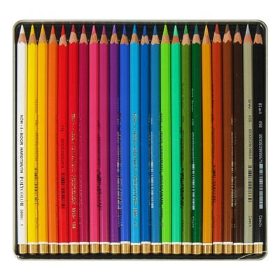 Карандаши художественные PolyColor 3824, 24 цвета, мягкие, в металлическом пенале