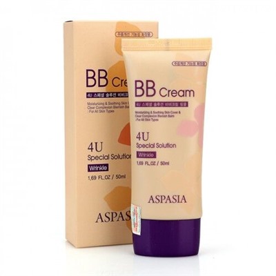 BB крем для лица ПРОТИВ МОРЩИН антивозрастной, питательный, Wrinkle BB cream, 4U, Aspasia, 50 мл