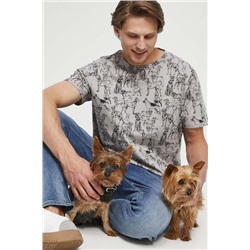 T-shirt bawełniany męski z kolekcji na Dzień Psa kolor szary