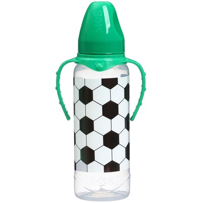 Бутылочка для кормления «Футболист», классическое горло, 250 мл., от 0 мес., цилиндр, с ручками