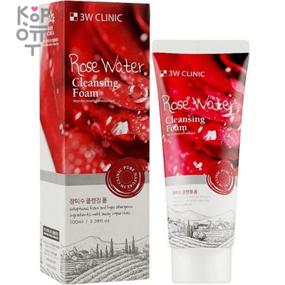 3W CLINIC Rose Water Cleansing Foam - Пенка для умывания с экстрактом Розы 100мл.,