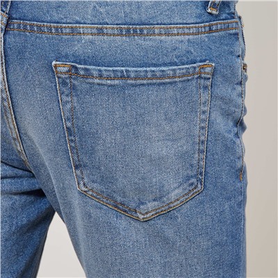 Узкие джинсы с карманом с рисунком - голубой