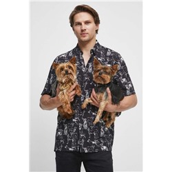 Koszula męska wzorzysta z kolekcji na Dzień Psa kolor czarny