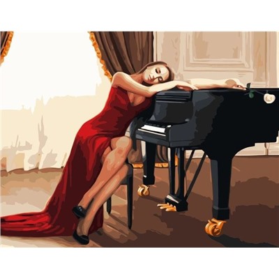 Картина по номерам 40х50 - Девушка и пианино