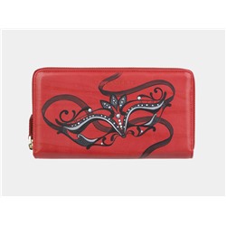 Кожаное портмоне с росписью из натуральной кожи «PR0012 Red Маскарад»