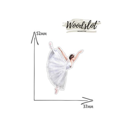 Балерина в белом в прыжке - Брошь/ значок - 487