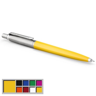 Ручка шариковая Parker Jotter Color М, корпус пластиковый, жёлтый, синие чернила, блистер