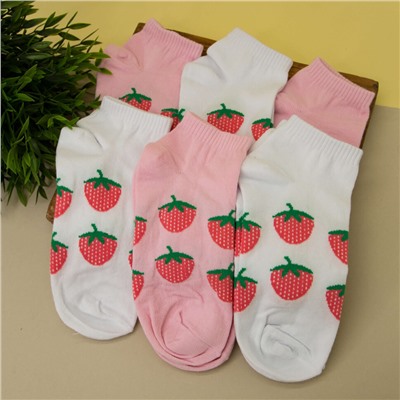 Носки женские "Strawberry Pink and White", р.35-40, 2 пары