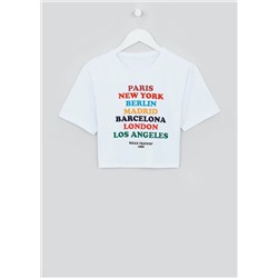 Girls Candy Couture Cities Cropped T-Shirt (9-16yrs)