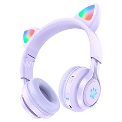 Наушники MP3/MP4 HOCO (W39) CAT Bluetooth полноразмерные (фиолетовые)