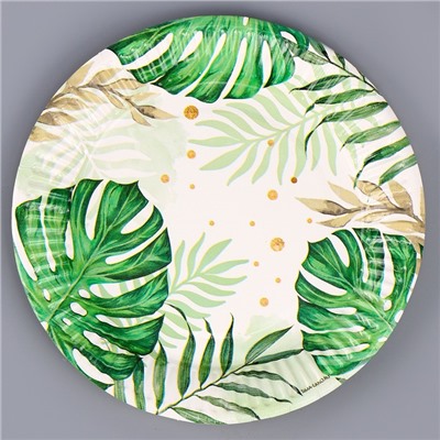 Набор бумажной посуды одноразовый декор «Эко», 6 тарелок, 6 стаканов, 1 гирлянда, декор фотозоны