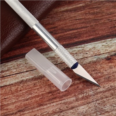 Нож макетный для работы с кожей, 14,5 × 0,8 см, цвет серебряный
