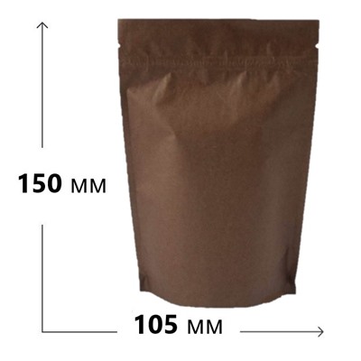 Крафт пакет дой-пак зип-лок коричневый 105*150 мм