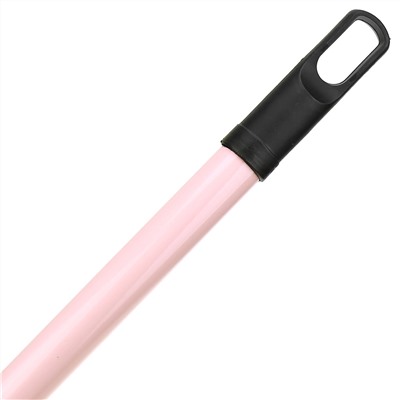 Щетка для пола "Пастель" 26,5х5,5см, розовый, форма "эллипс" с силиконовыми накладками, с окрашенной металлической рукояткой 120см (жесткий ворс 3,5см) (Китай)