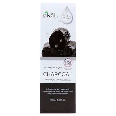 Пилинг-гель для лица с древесным углём, Natural Peeling Gel Charcoal, Ekel, 100 мл