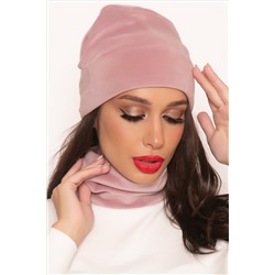 Комплект шапка и снуд (пыльно-розовый) ШС2