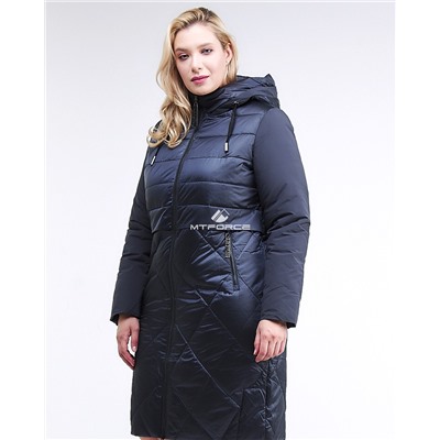 Женская зимняя классика куртка большого размера темно-синего цвета 100-916_123TS