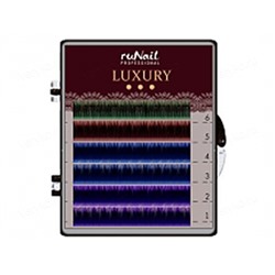 RuNail, Ресницы для наращивания Luxury, Ø 0,15 мм, №14, Mix С (цвет: зел, крас, син, фиол), 6 линий