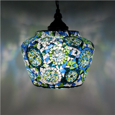R520-1 Светильник мозаичный Тюльпан, голубые/зеленые круги