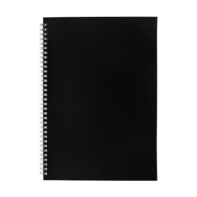 Тетрадь на гребне A4 60 листов в клетку Calligrata Чёрная, пластиковая обложка, блок офсет