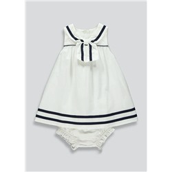 Girls White Sailor Dress (Newborn-23mths)