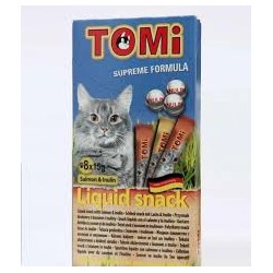 TOMI лакомство-соус для кошек 8шт*15гр. лосось + инулин