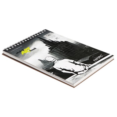 Скетчбук для акварели А5, 20 листов на гребне "ПЕРСПЕКТИВА", обложка мелованный картон, матовая ламинация, выборочный УФ-лак, блок 200 г/м2