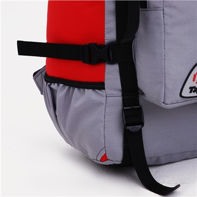 Рюкзак туристический, Taif, 60 л, отдел на шнурке, наружный карман, 2 боковые сетки, цвет серый/красный