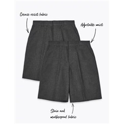 2pk Boys' Easy Dressing School Shorts (3-14 Yrs)