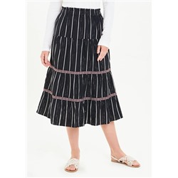 Falmer Tiered Sparkle Stripe Midi Skirt