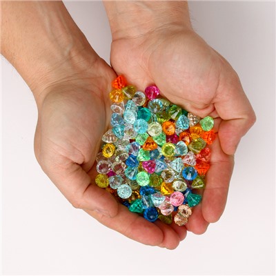Кристалы пластиковые декоративные, набор 120 г, размер 1 шт. — 1 × 1,2 см, цвет МИКС