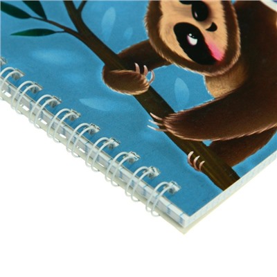 Блокнот А5, 40 листов на гребне "Карибские ленивцы", обложка мелованный картон, МИКС