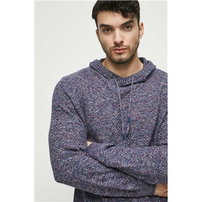 Sweter bawełniany męski z fakturą kolor bordowy