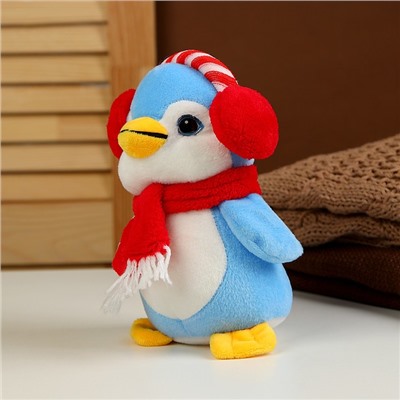 Мягкая игрушка «Пингвин» в наушниках, 20 см, цвет синий