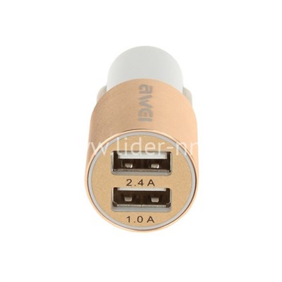АЗУ 2 USB выхода (2400mAh) AWEI C-100 (белый-золотой)