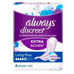 always Hygieneeinlagen Blasenschwäche Discreet Long Plus, 8 St, олвейс Дискретные Прокладки Удлиненные +, 8 шт